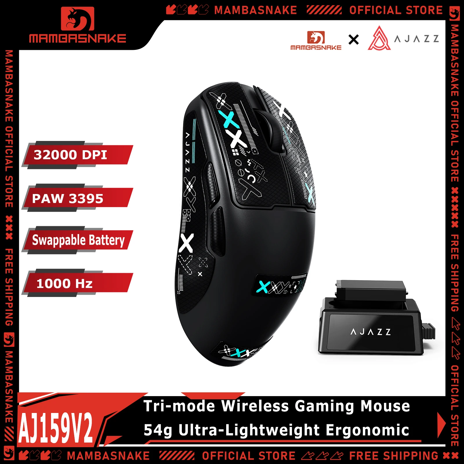 ajazz-aj159v2-mouse-da-gaming-wireless-tri-mode-con-batteria-intercambiabile-paw3395-32000-dpi-1000-hz-54g-ultra-leggero-per-pc-e-mac