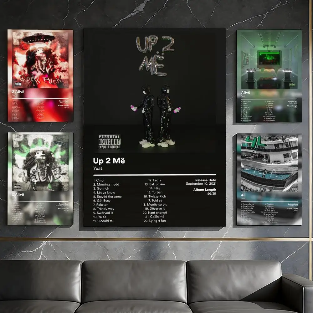 Rapper Y-Yeat Album Cover Poster Waterproof Peel & Stick Wall Sticker Self Adhesive Art Decor For Living Room Bedroom