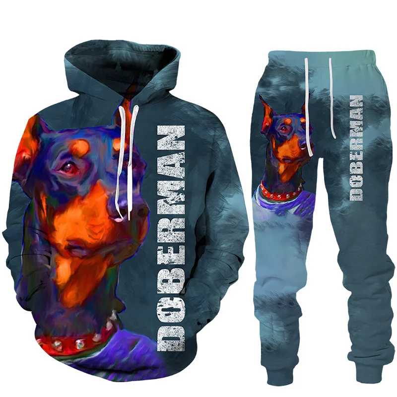 Rottweiler Dog 3d Printed Hoodie Suit Male Autumn Winter Casual Sweashirts Sweatpants Men Tracksuit Set Fashion Men\'s Clothing