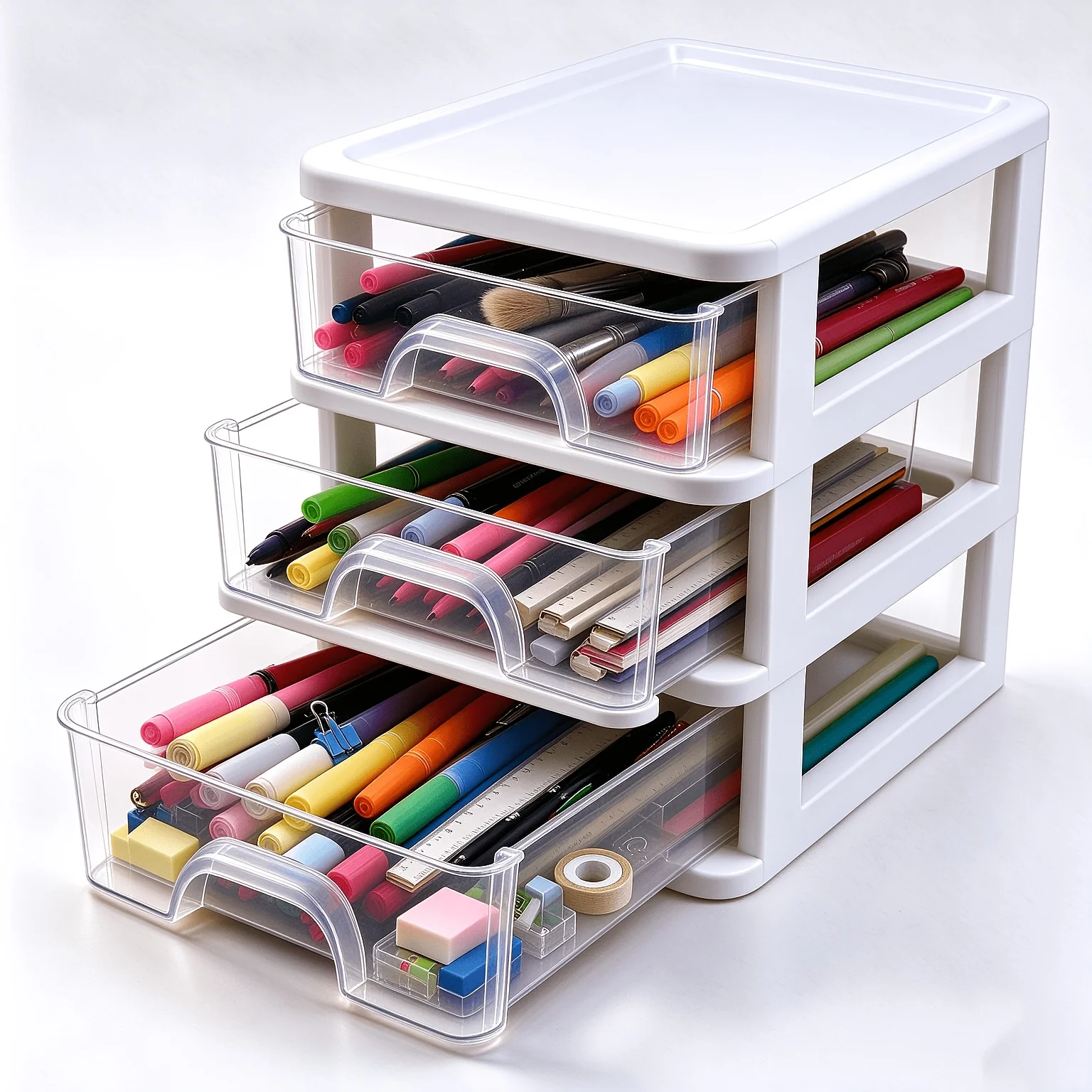 3-layer stackable mini storage drawers. Very suitable for handicrafts, small tools, sewing supplies, stationery, and hardware