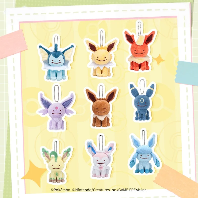 In Stock Plush Keychain Ditto Transform Series Jolteon Flareon Leafeon Sylveon Soft Stuffed Toy Bag Decoration For Collectors