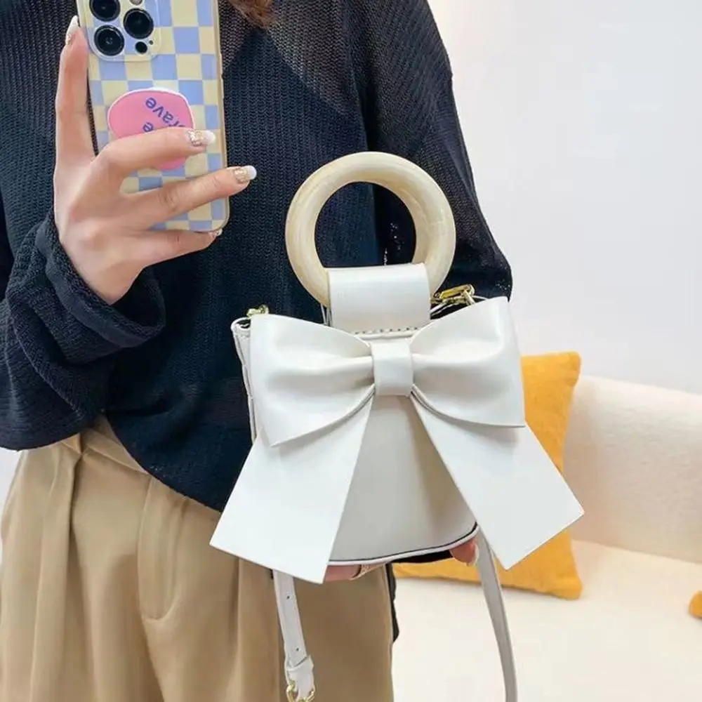 

PU Leather DIY Leather Tote Bag Making Kit Korean Style Cute Bowknot Knitting Crochet Purse Woven Set High Quality