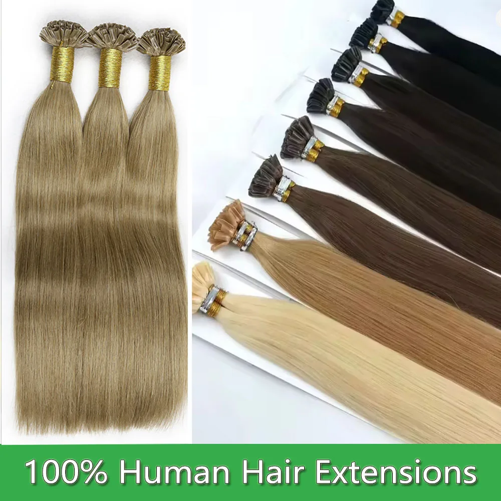 

U Tip Fusion Hair Extensions Blonde Natural Real Human Hair Extensions Keratin Hair Capsules 18-24inch 50g