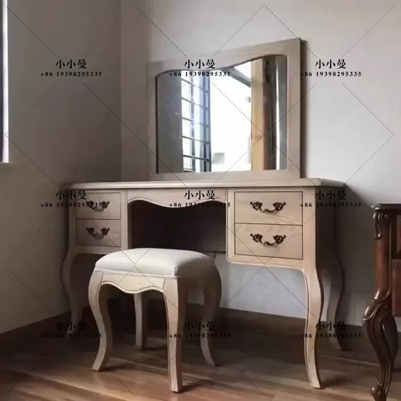 Modern Women Makeup Vanity Table with Mirror and Drawers Luxury Dressing Stool Storage Organizer for Bedroom Living Room