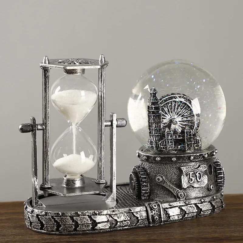 Crystal Ball Retro Lighthouse Rudder Ornament Hourglass Office Decoration Hourglass Ornament