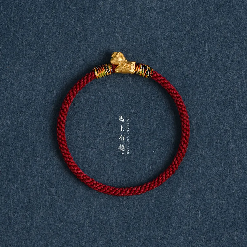 2026 New Style Horse Fortune Red Rope Bracelet Unisex Zodiac Horse Year Peace Corn Knot Woven Hand Jewelry for Good Luck