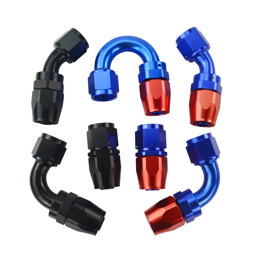 AN10 10-AN Aluminum Straight 45 Degree 90 Degree 180 Degree Swivel Hose End Fittings Adapter Oil Fuel Reusable Fitting Hose End