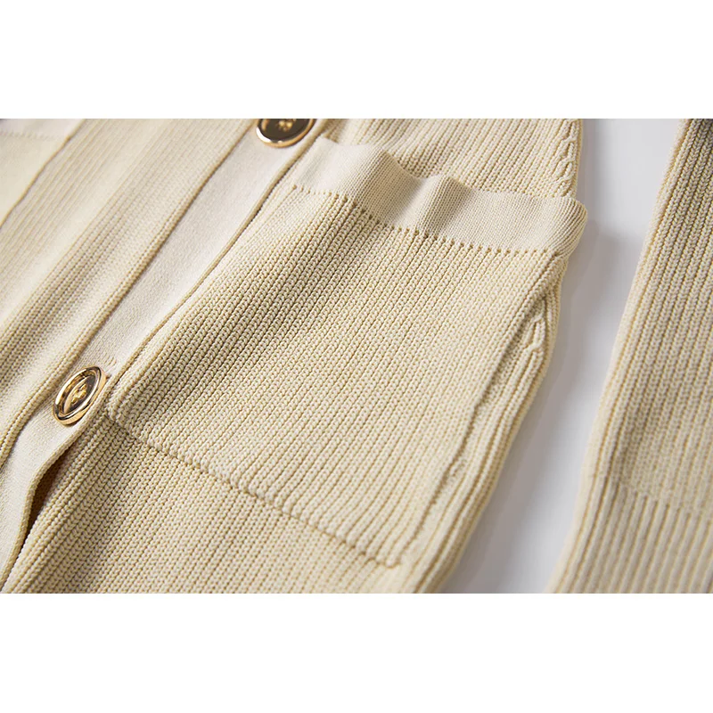 Women Mini Knit Dress with Handmade Braid Collar Luxurious Style Beige Color Brief Sheath European Lady