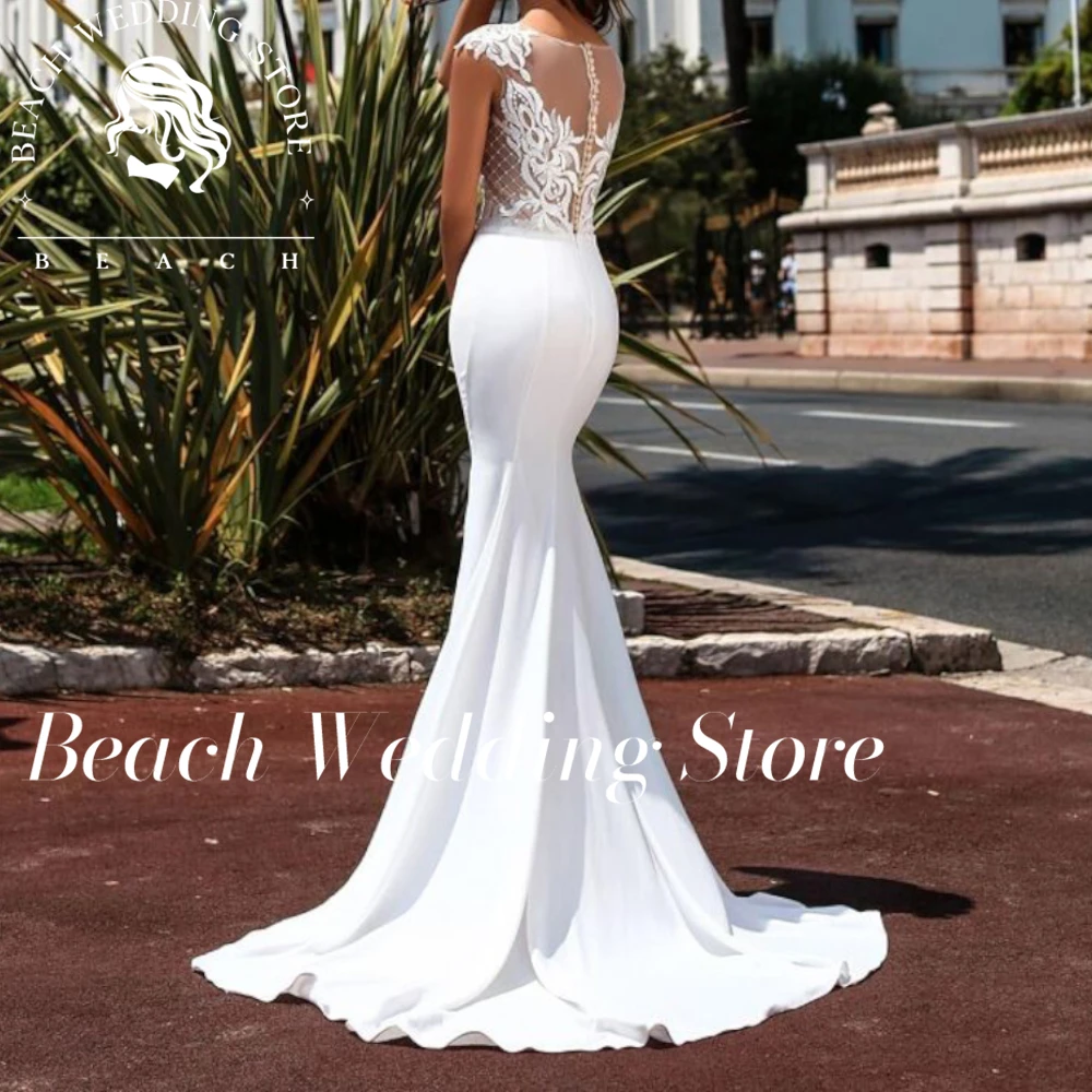 Beach Lace Sweep Train Sleeveless Solid Color Mermaid Buttons Solid Color Floor Length Wedding Guest Dress	Jersey Charming Fairy