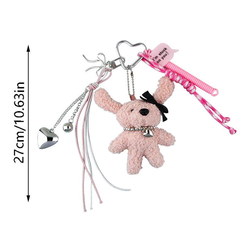 かわいいぬいぐるみクマキーホルダーかわいい漫画ぬいぐるみキーリングクリエイティブカラフルなロープキーチェーン素敵なバッグペンダントギフト