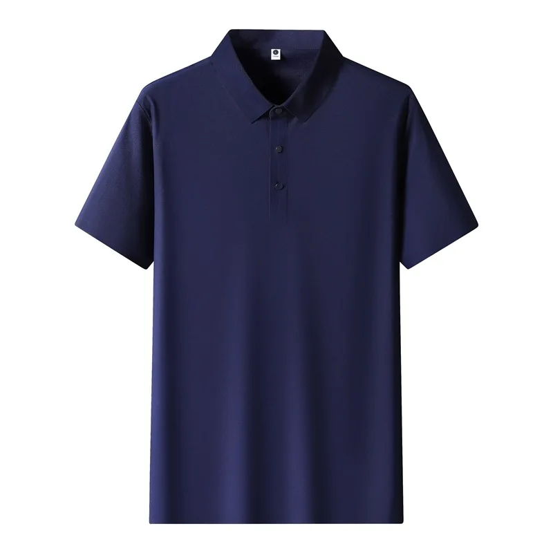 Summer Seamless Ice Silk Solid Short Sleeve T-Shirt Men's Quick-Dry Polo Top