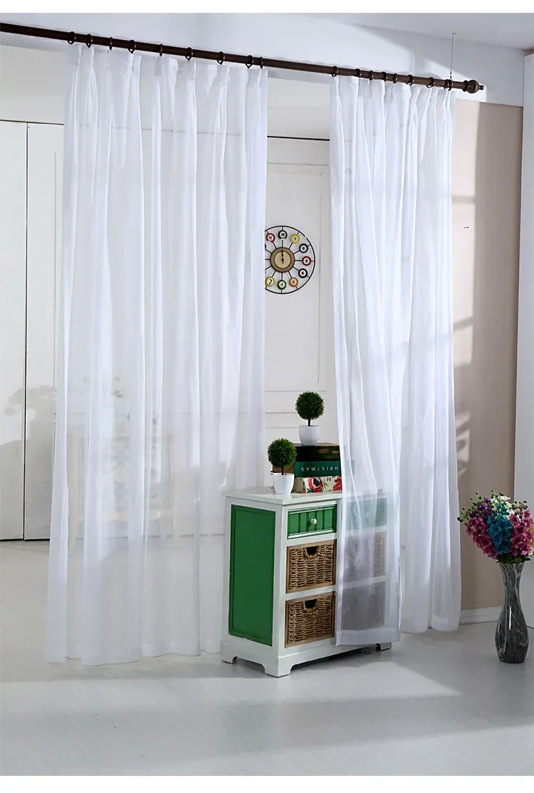 

Versatile White Yarn Tulle Custom Window Screen for Living Room Bedroom Bay Balcony Gauze High Quality Curtain Customize