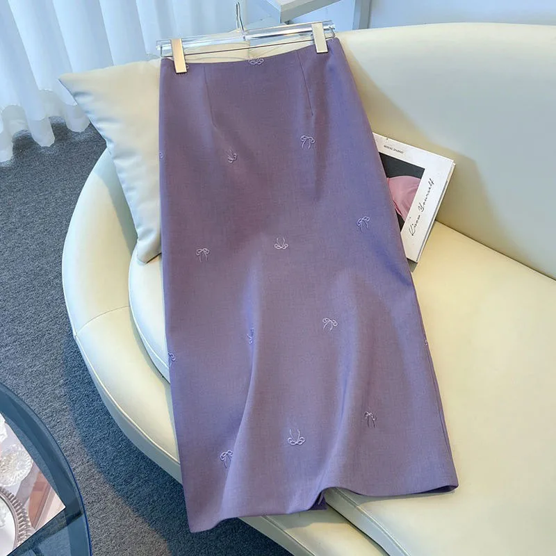 

2025 new design style A-line suit skirt elegant purple half length dress slimming straight skirt