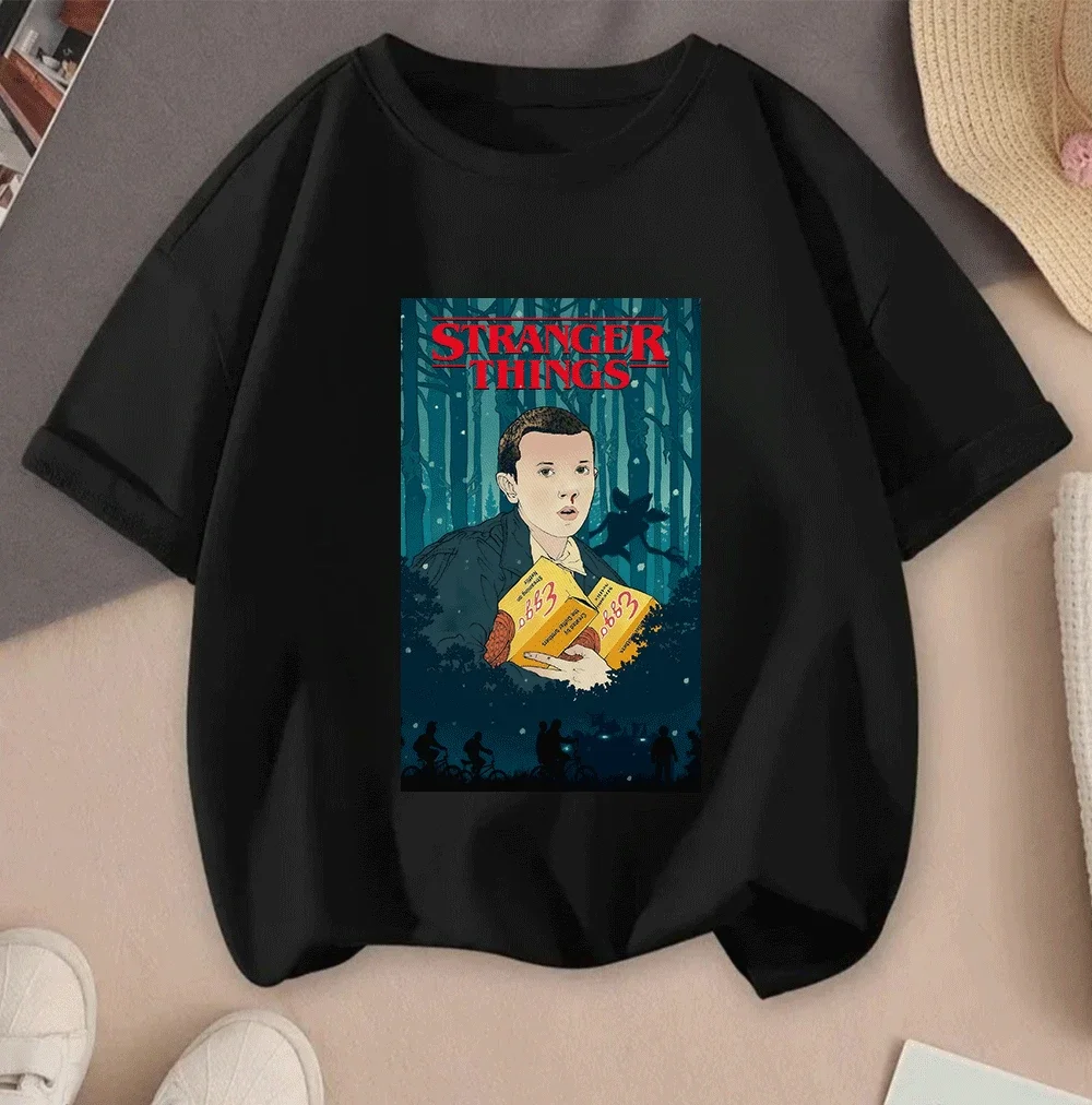 

Hot Selling Summer 2026 New Casual 2D Stranger Things Cartoon Printed Short Sleeve Tops For Children Boys Girls Teens