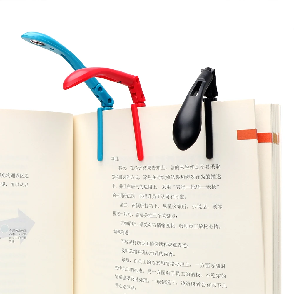 클립온 책 독서 램프, 유연한 접이식 독서용 킨들, 배터리 LED 책 조명