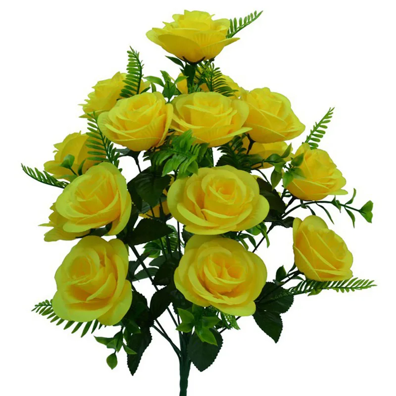 Künstlicher Blumenstrauß, 18-köpfige Rose, rosa Seidenpfingstrose, großer Kopf und Knospe, günstige Kunstblumen für Zuhause, Party, Hochzeit, Dekoration – Detail 3