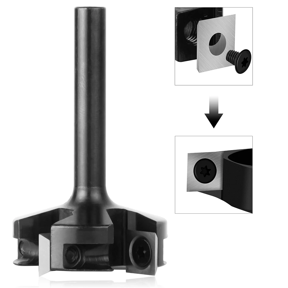 Dreanique Spoilboard Surfacing Router Bit, 8mm Shank 40mm Diameter, 4-Wings Planer bit for Wood Slab Flattening