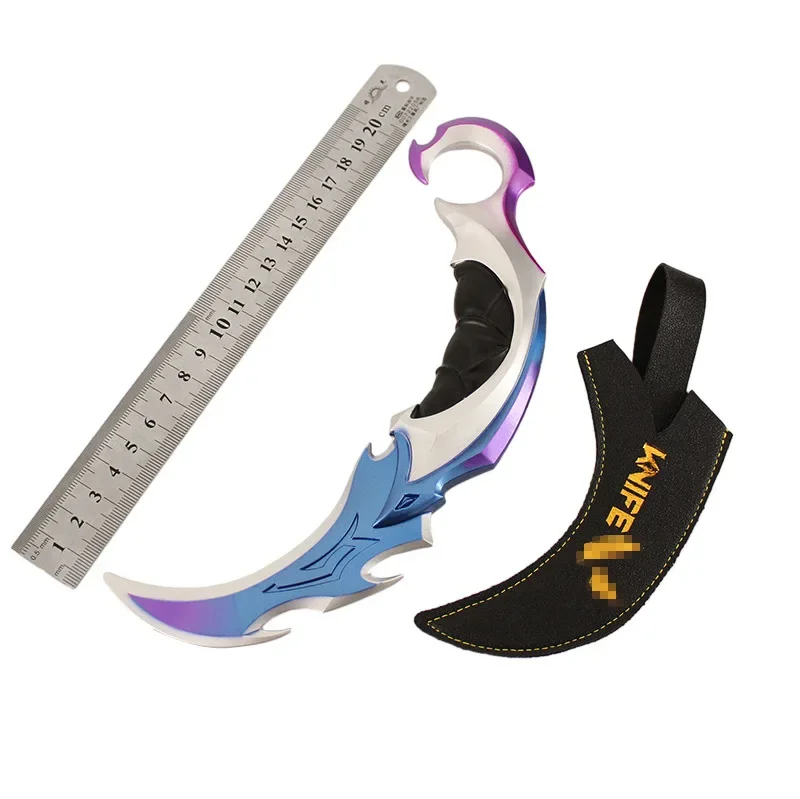 발로란트 무기 근접 리버 Karambit 칼 사무라이 소드 무기 모델, 게임 주변 분리형 장식 장난감, 소년 선물, 22cm