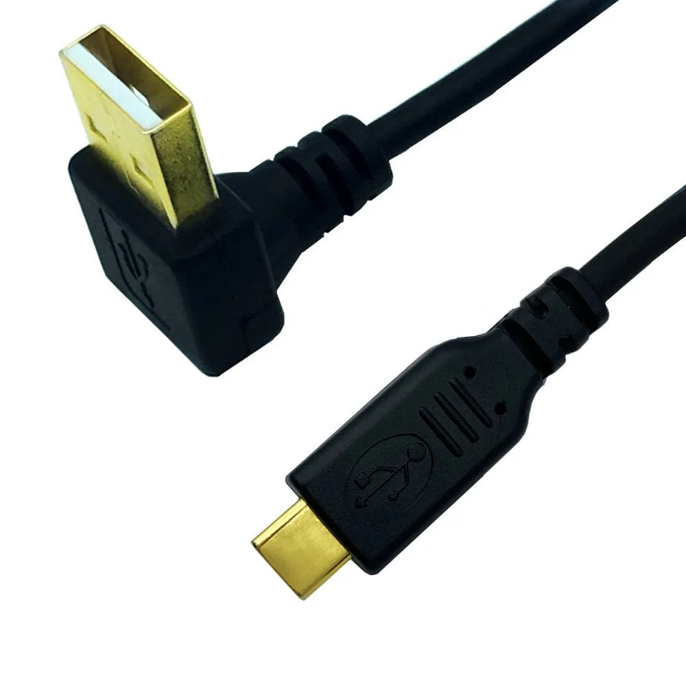 GOLD Plated UP Angle USB2.0 (Type-A) Male to USB3.1 (Type-C)Male UP & Right Angle USB Data Sync & Charge Cable Connecto 25cm