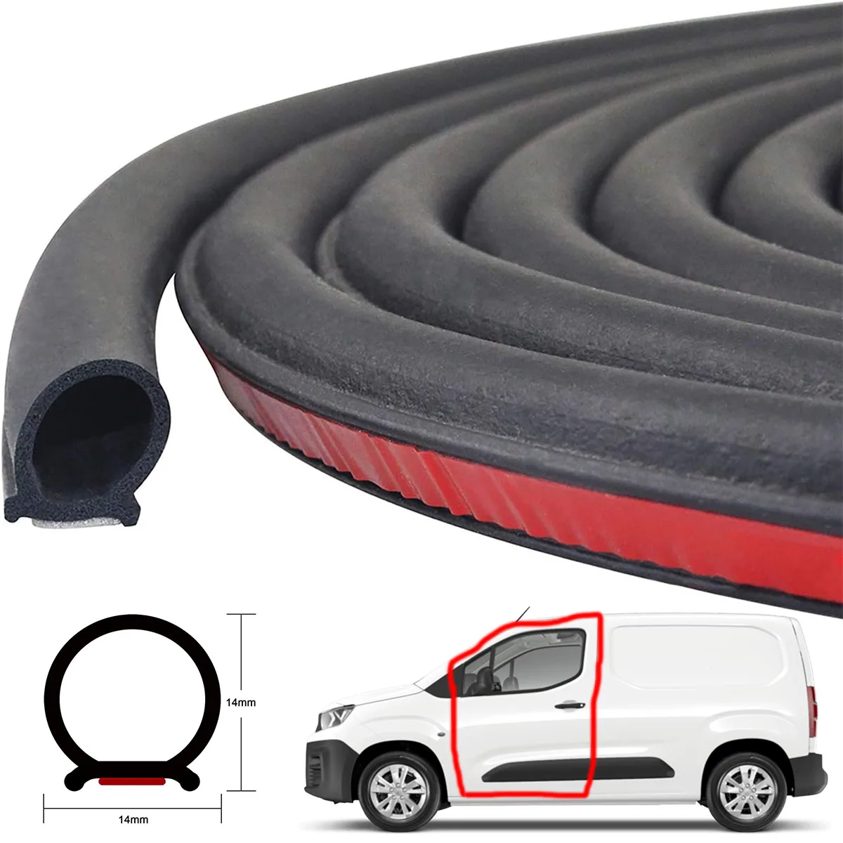 Rubber Car Door Edge Trunk Boot Hood Sound Proof Weatherstrip Seal Strip for Peugeot Partner Citroen Berlingo Renault Kangoo EV