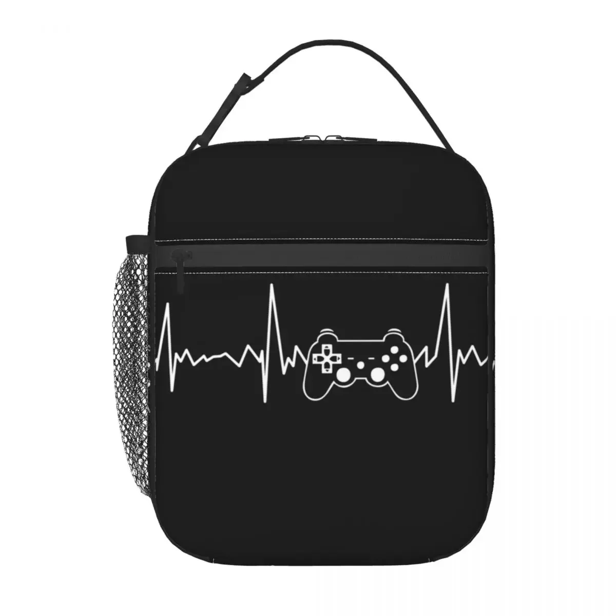 Gamer Controller Heartbeat Portable Lunch Boxes Women Video Game Geek Gaming Cooler Thermal Food Insulated Lunch Bag Office Work