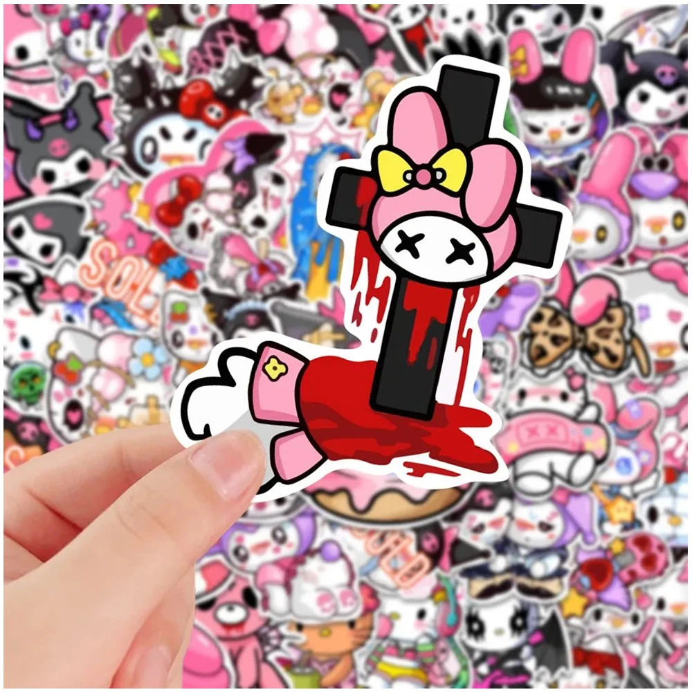 10/30/54 Uds pegatinas góticas Sanrio Hello Kitty Kuromi My Melody calcomanía de Anime impermeable monopatín DIY portátil coche pegatina fresca para niños