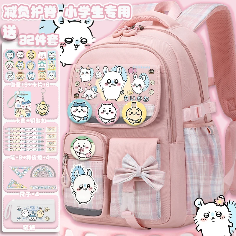 Line dog backpack schoolgirl 2024 new cartoon printed primary school backpack third to sixth grade children portable backpack