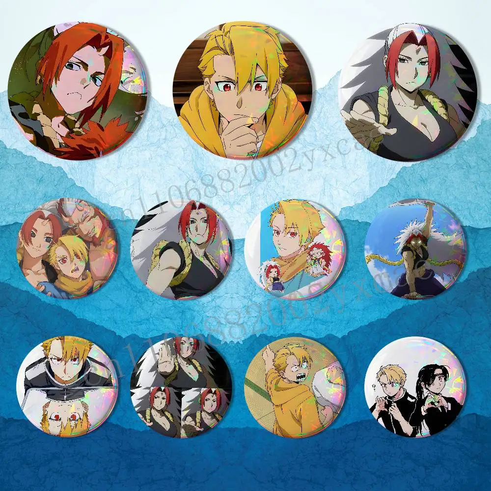 

Left Yuru Hidari Daemons Creative Round Badge Button Pin Bag Decor Fans Collection Friends Gift Brooch