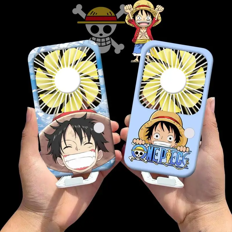 Anime One Piece Luffy Mini Usb Charge Handheld Small Mute Fan Pendant Summer Portable Desktop Mobile Phone Holder Crafts Gifts