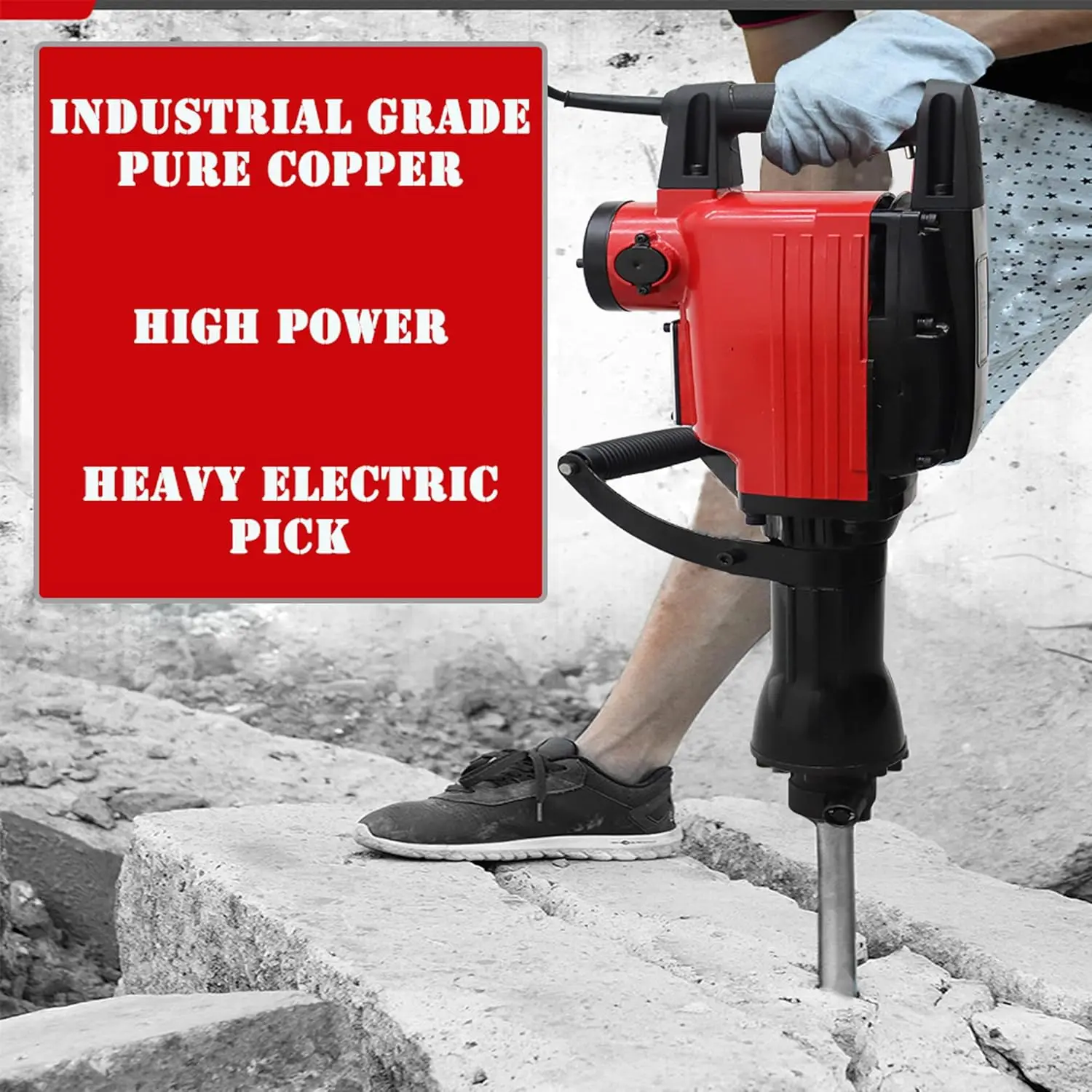 Hahaotwu Electric Pick Concrete Crushing Hammer Concrete Breaker Electric Chisel For Concrete Demolition With 6 Shovel Head