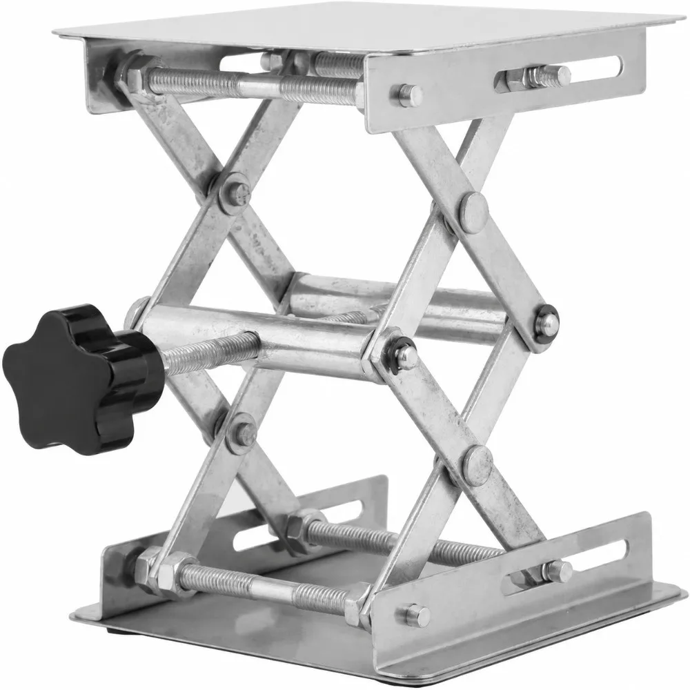 Stainless Steel Lab Jack Scissor Lift Design Adjustable Height Scissor Stand Platform Durable Silver Lab Lift Stand