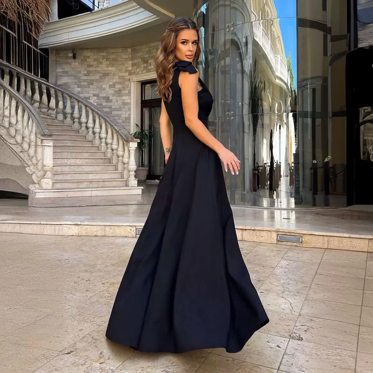Spring Summer Elegant Women\'s Casual Dress 2024 New Fashion Evening Party Sexy V-neck Long Off Shoulder Women\'s Prom Dresses