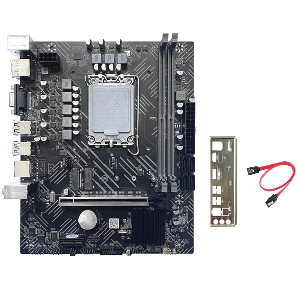 H610 Motherboard+SATA Cable+Baffle LGA1700 DDR4 Gigabit LAN Support 2X32GB for G6900 G7400 I3 12100 I5 12500 12Th