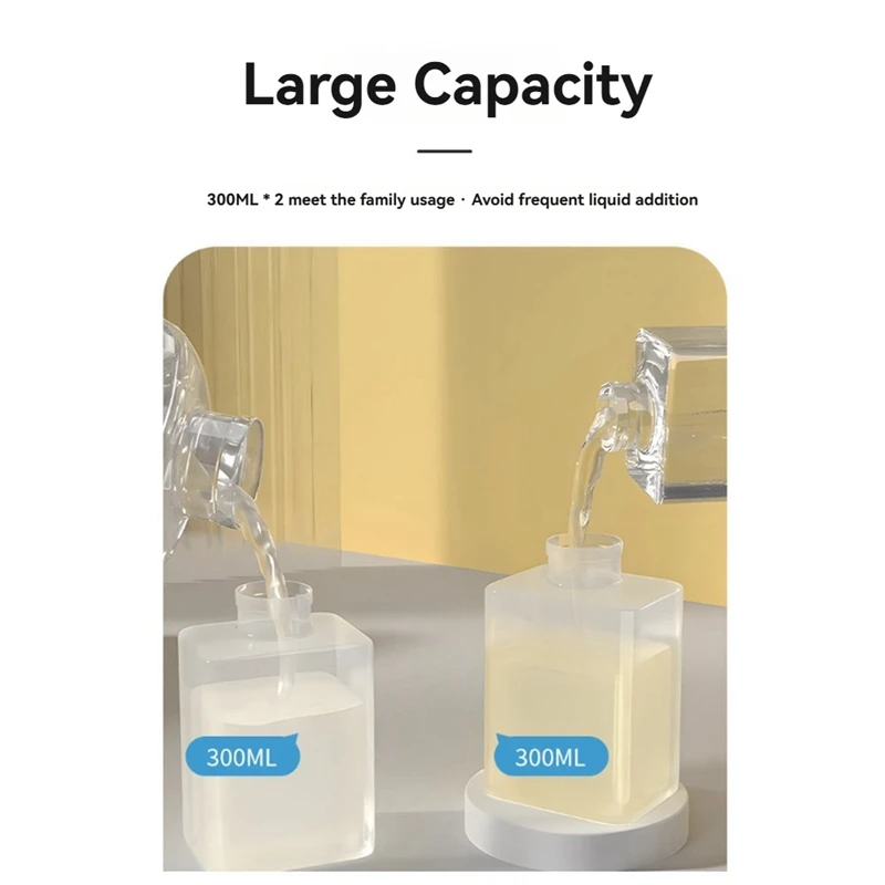 N09R-300ML Dispenser automatico di sapone doppio con sensore Dispenser di sapone con ricarica USB Supporto a parete regolabile a 3 livelli per il bagno