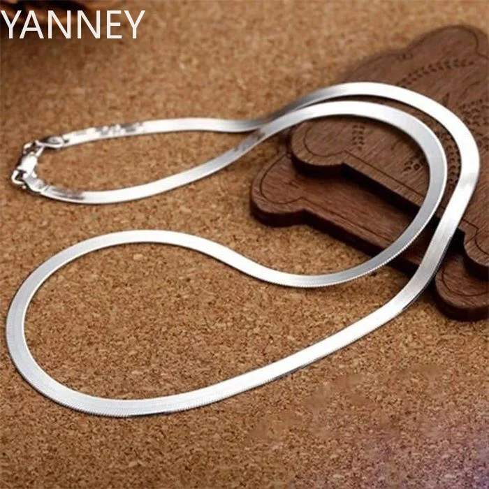 

Luxury 925 Silver 4MM chain Necklace for Women Luxury Couple Fine Jewelry Blade Chain wedding gift choker Clavicle