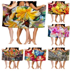 Home bath towels for the body towels bathroom quick drying microfiber beach towel Oil painting style man large sports towel