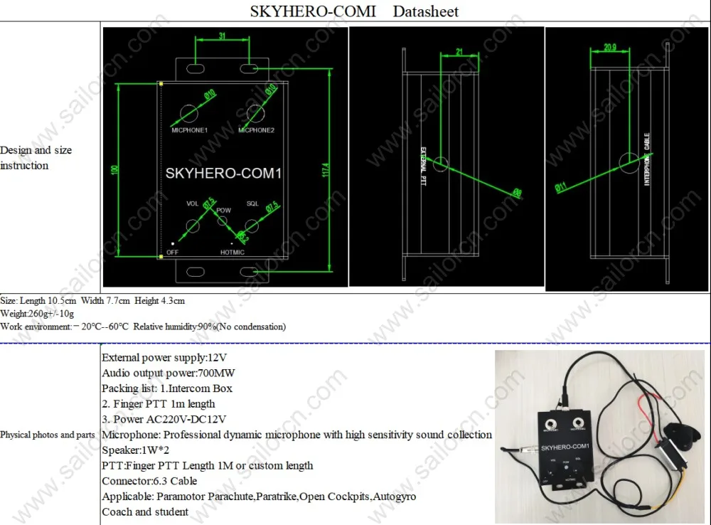 GD-K01-S6 Paramotor Helmet with Intercom, Autogyro Helmet, Open Cockpit Helmet, GD-G-S6