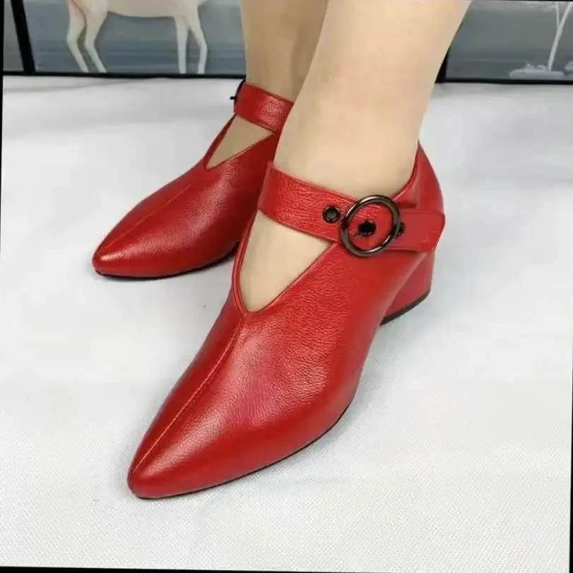 2022 New Style Short Tube Red Women\'s Boots Casual Fashion Boots Autumn Leather Platform Women\'s Shoes Fashion Party Shoes