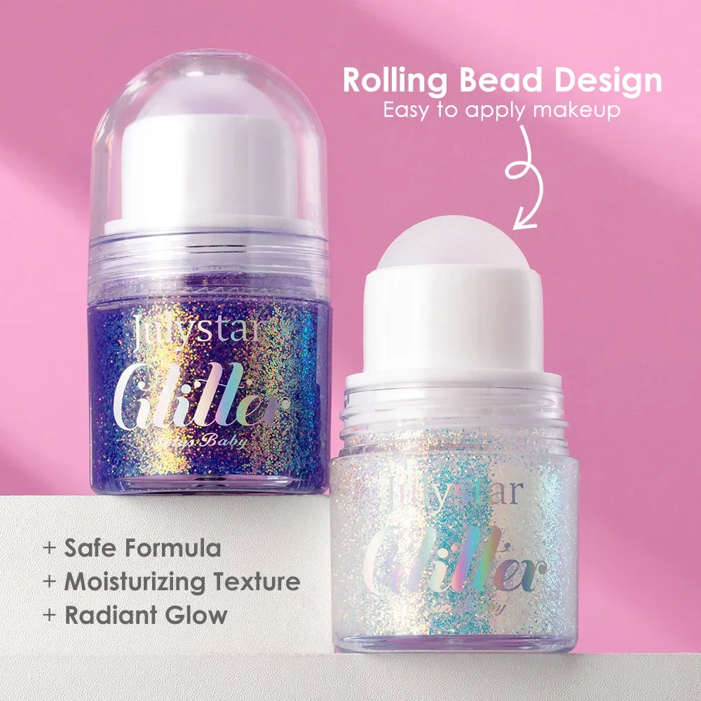 อายแชโดว์เจลกลิตเตอร์ 8 สี ยี่ห้อจูลี่สตาร์ แบบโรลเลอร์บอล เนื้อเจลวิ้งค์ระยิบระยับ ระดับเวที กันน้ำ แต่งหน้ากลิตเตอร์สำหรับคริสต์มาส แต่งหน้าเวที โทนสีนีออน