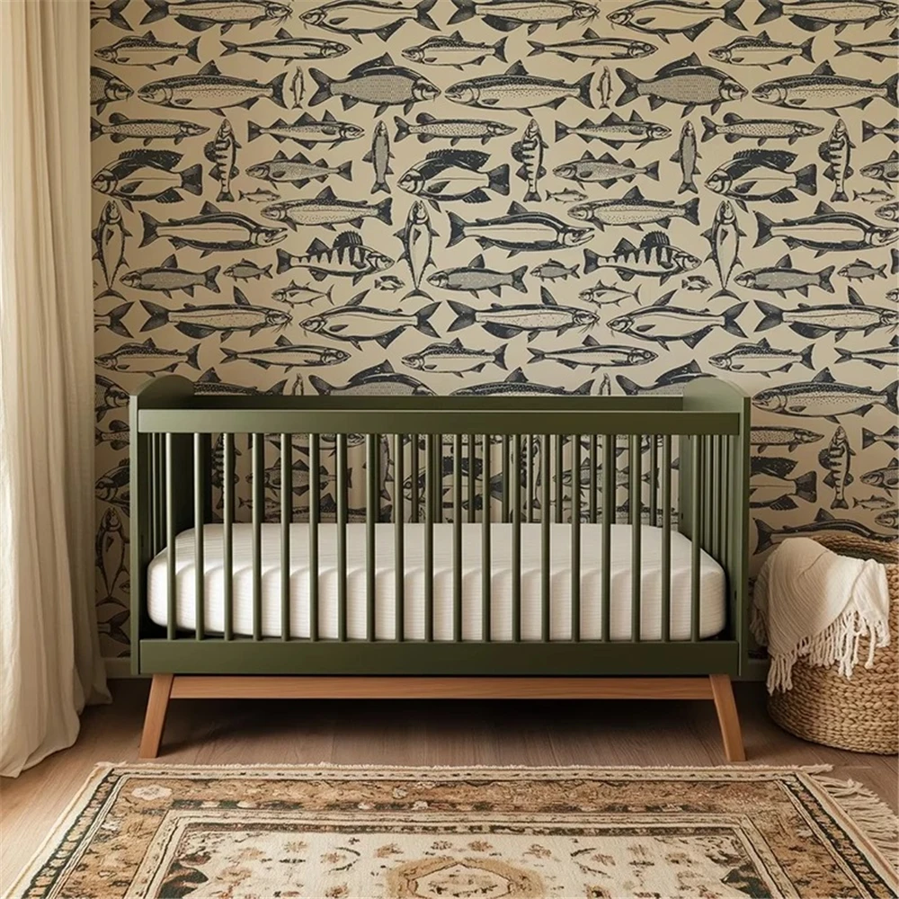

Пользовательские Murales Ретро древние рыбы фреска фон украшения дома 3d обои для гостиной ТВ фон художественные наклейки на стену
