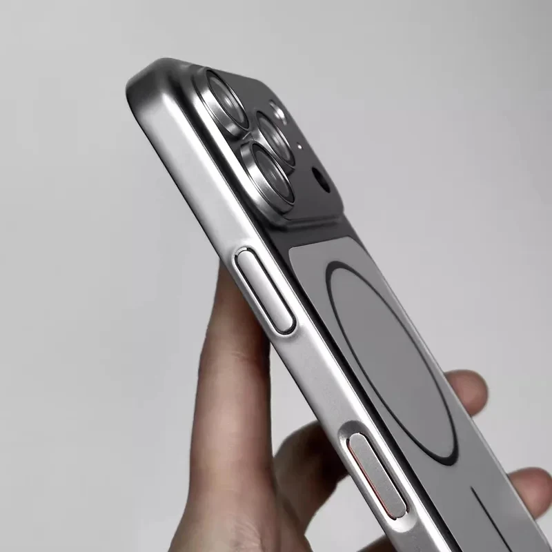 Capa Magnética com Película para Lente de Câmera para iPhone 17 Pro Max 18 16 15 14 13, Capa de Celular com Anel de Carregamento Sem Fio e Proteção Antichoque