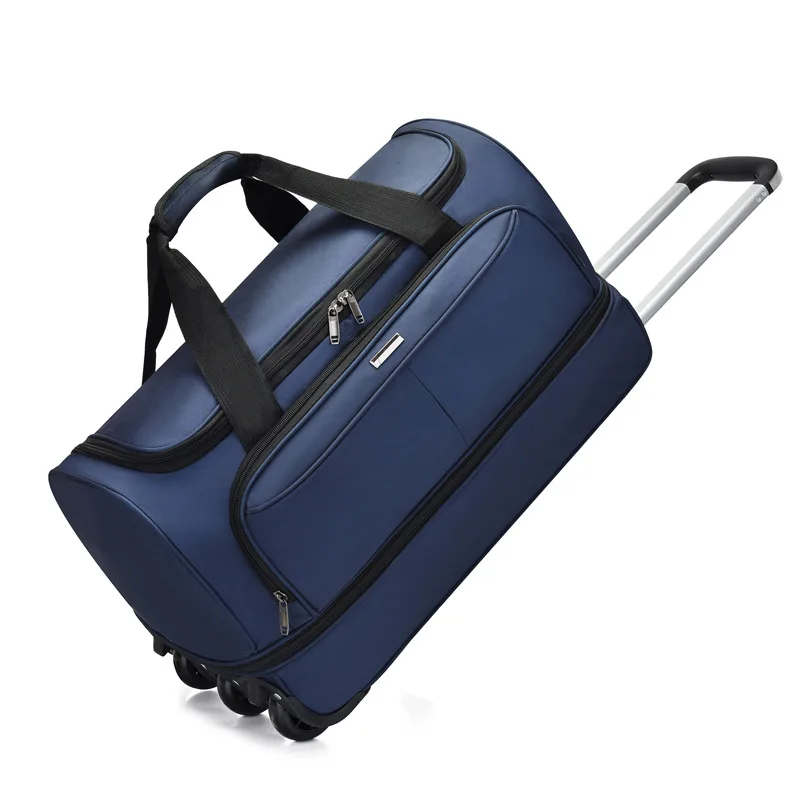 large-capacity-expandable-business-travel-luggage-bag-multi-function-wheel-suitcase-commuter-style-polyester-pure-color-men