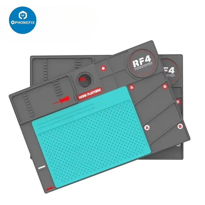 RF4 RF-PO2 BGA Alas Solder Silikon Antistatis Tahan Panas 260X380MM Platform Pemeliharaan Mikroskop Bantalan Perbaikan Elektronik
