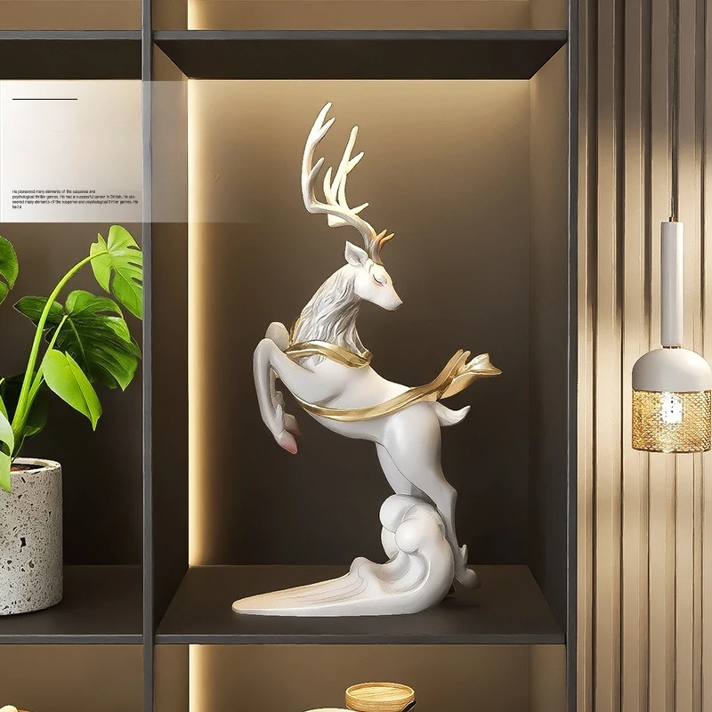 

1pc High End Deer Statue Reindeer Figurines Resin Sculpture for Living Room Luxury Home Decoration Nordic Tabletop Ornaments New
