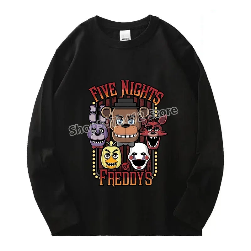 Game FNAF Graphic T Shirts Long Sleeve Anime Clothes Men Women Streetwear Five Night At Freddys Causal Tops Hip Hop Shirt Gift