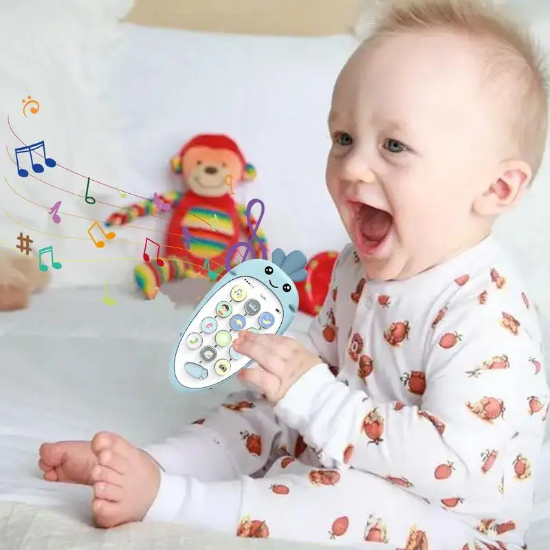 Giocattolo musicale telefono per bambini bambini giocattolo per l'apprendimento musicale con suono interattivo sensoriale bilingue giocattoli per la dentizione a forma di telefono carota