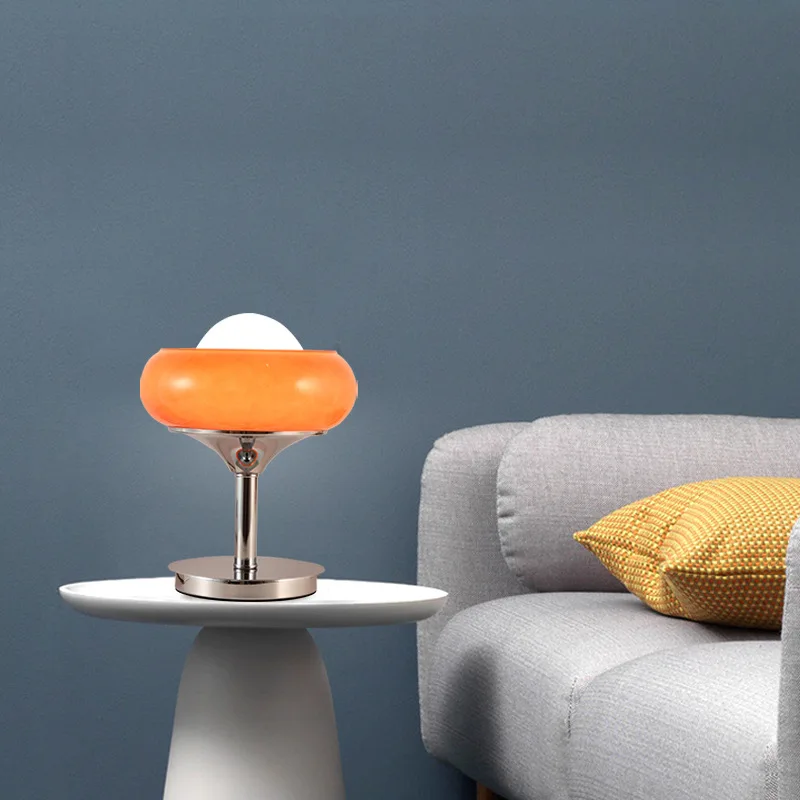 

Italy Mcmspace Age Table Lamp Designer Glass Table Lamp for Living Room Bedroom Egg Tart Table Lamp Stand Lampara Mushroom Lamp