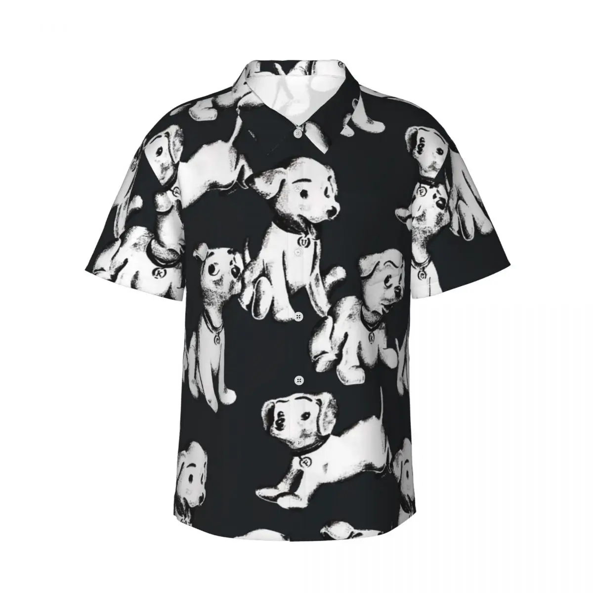 Happy Dog Strand-Shirt, lustige weiße Hunde, Sommer-Freizeithemden, männliche lose Blusen, kurze Ärmel, bequeme Muster-Tops