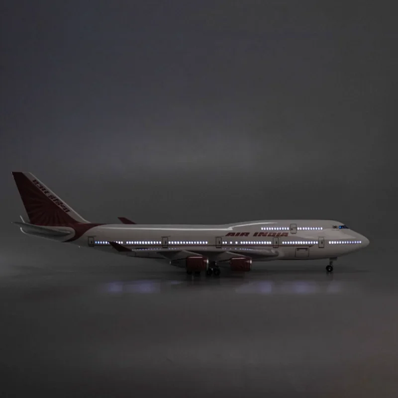 Imagem -06 - Air India Air India Aircraft Model B747 B747400 Escala 1:160 Avião de Resina com Luz e Roda Coleção f Presente Brinquedos Display 47cm