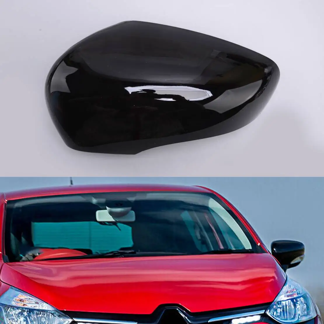 

Car Front Left Side Rear View Mirror Cover Trim Fit for Re-nault Clio MK4 2012 2013 2014 2015 2016-2019 Glossy Black Plastic